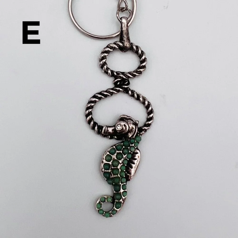 Handmade Sea Life Keychain Shell Seahorse Starfish Tassel Silver Repurposed